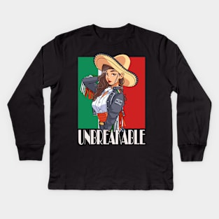 Mexican Girl Pride Mariachi Sombrero Unbreakable Kids Long Sleeve T-Shirt